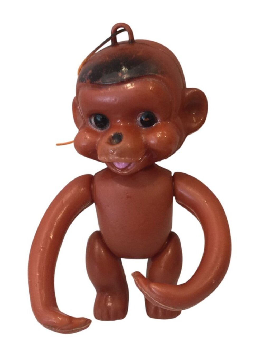 Vintage Blown Lightweight Plastic Monkey Moveable Parts Hong Kong